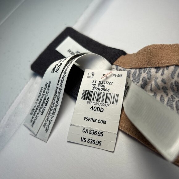 Victorias Secret Pink VS 40DD Push Up Bra Animal Print Wireless RN54867 NWT - Picture 7 of 13